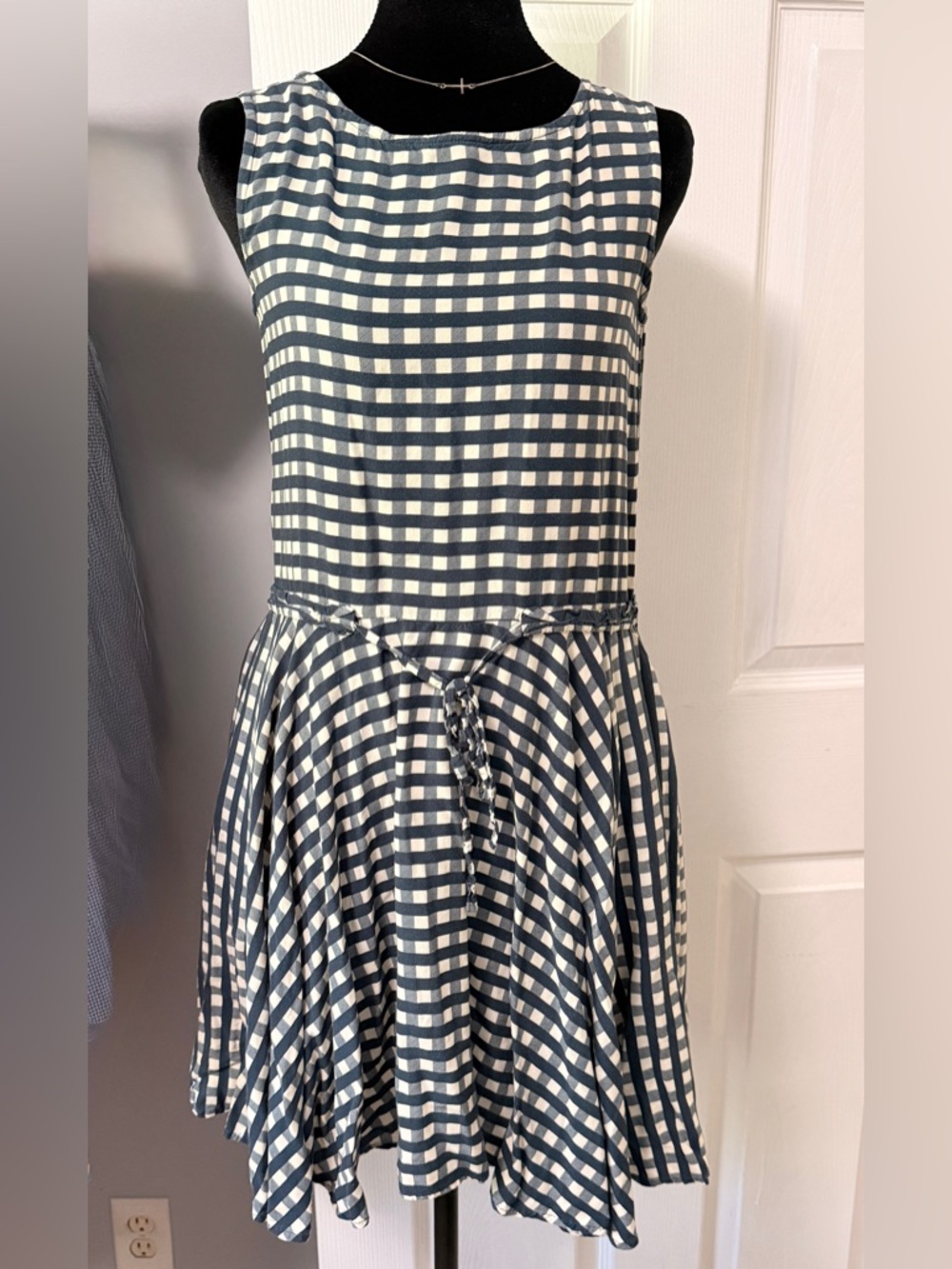 Vineyard Vines XS Blue White Gingham Sleeveless Fit Flare Dress